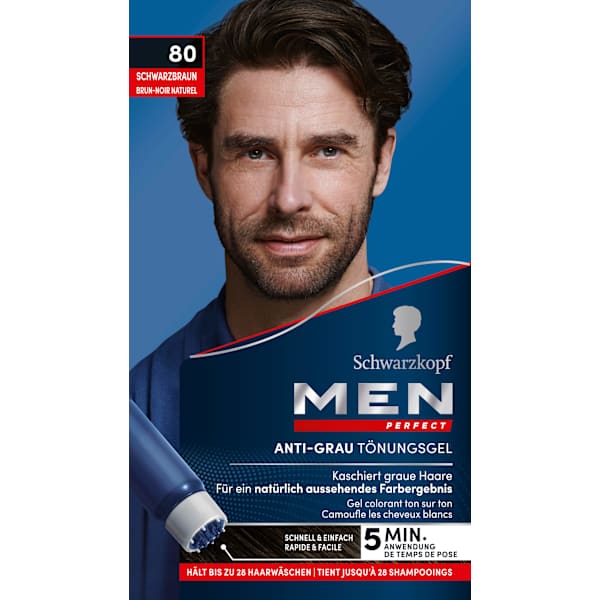 Intensivtönung Anti-Grau-Gel 80 Schwarzbraun Schwarzkopf Men Perfect