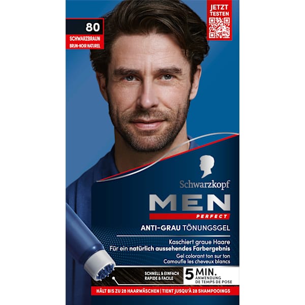 Intensivtönung Anti-Grau-Gel 80 Schwarzbraun Schwarzkopf Men Perfect