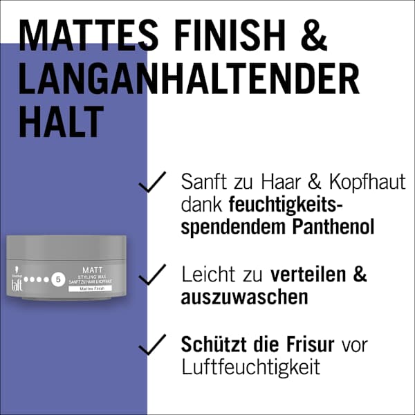 Haargel MATT WAX Halt 5 Schwarzkopf taft