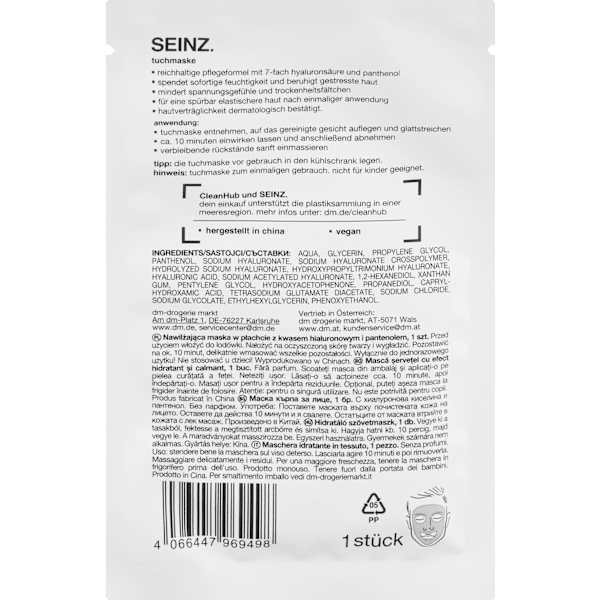 Tuchmaske hydro effect SEINZ.