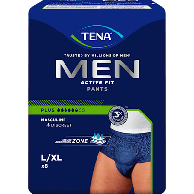 TENA Men Pants Incontinence Plus Size L/XL, 8 pcs