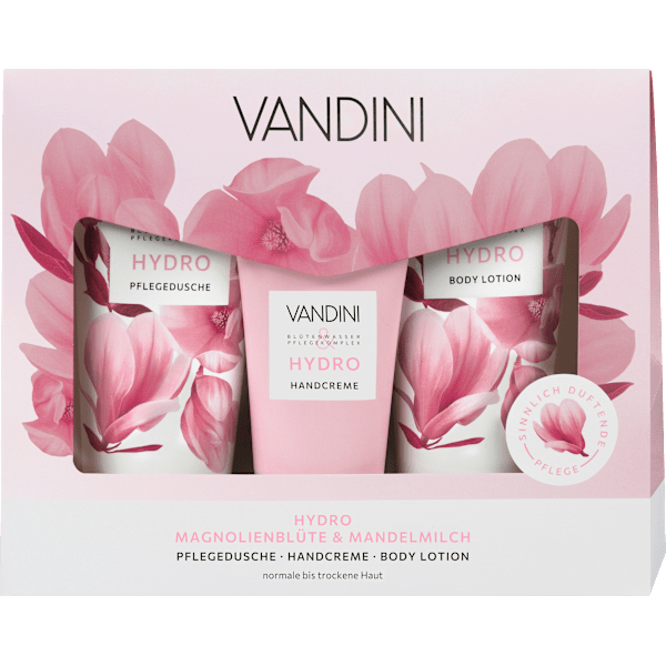 Geschenkset HYDRO Magnolienblüte & Mandelmilch 3tlg VANDINI