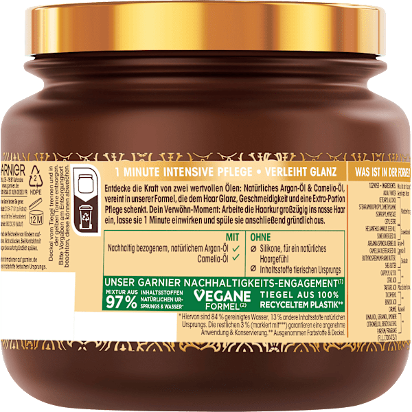 Haarkur 1-Minute Argan & Camelia-Öl Wahre Schätze