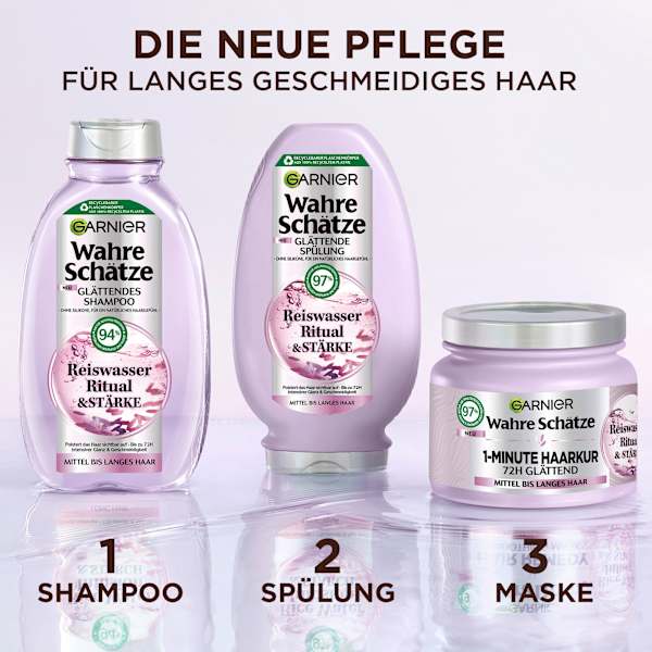 Haarkur 1-Minute Reiswasser Ritual & Stärke Wahre Schätze