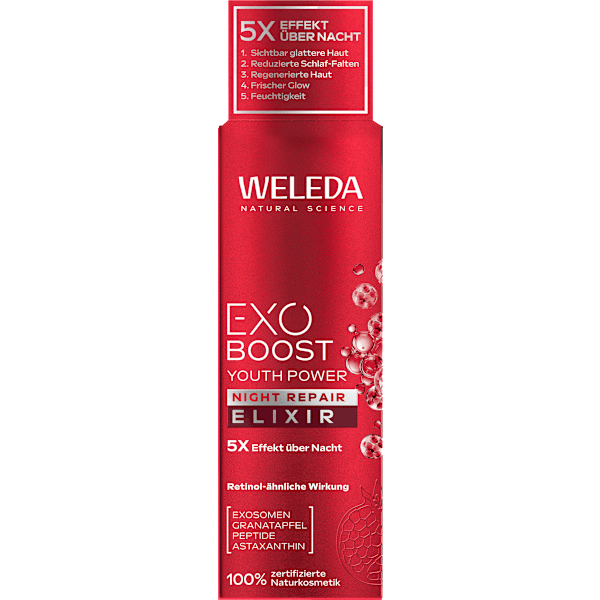 Gesichtsserum Nacht Granatapfel EXO Boost Youth Power Night Repair Elixier WELEDA