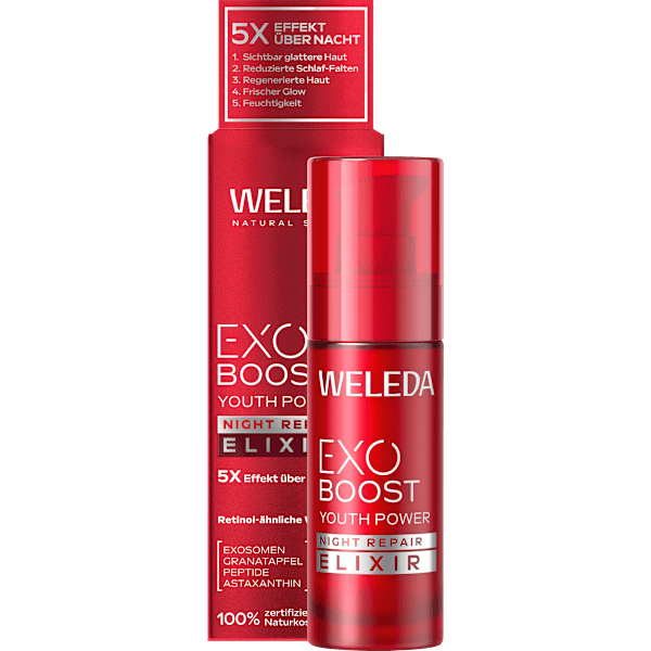 Gesichtsserum Nacht Granatapfel EXO Boost Youth Power Night Repair Elixier WELEDA