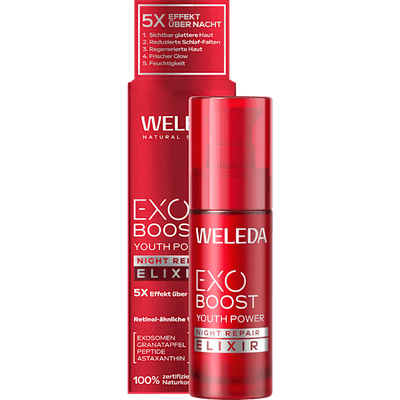 WELEDA Face Serum Night Pomegranate EXO Boost Youth Power Night Repair Elixir, 30 ml