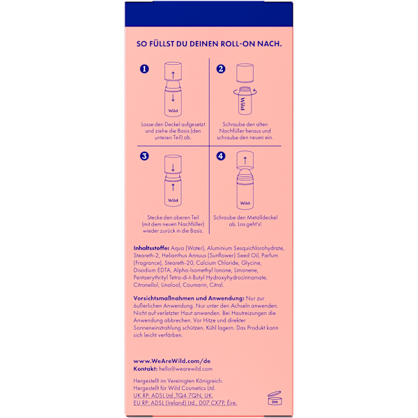 Antitranspirant Deo Roll-on Fresh Cotton & Sea Salt + Nachfüllpack Wild
